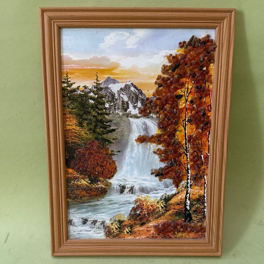 Vintage Autumn Amber Landscape Framed Art